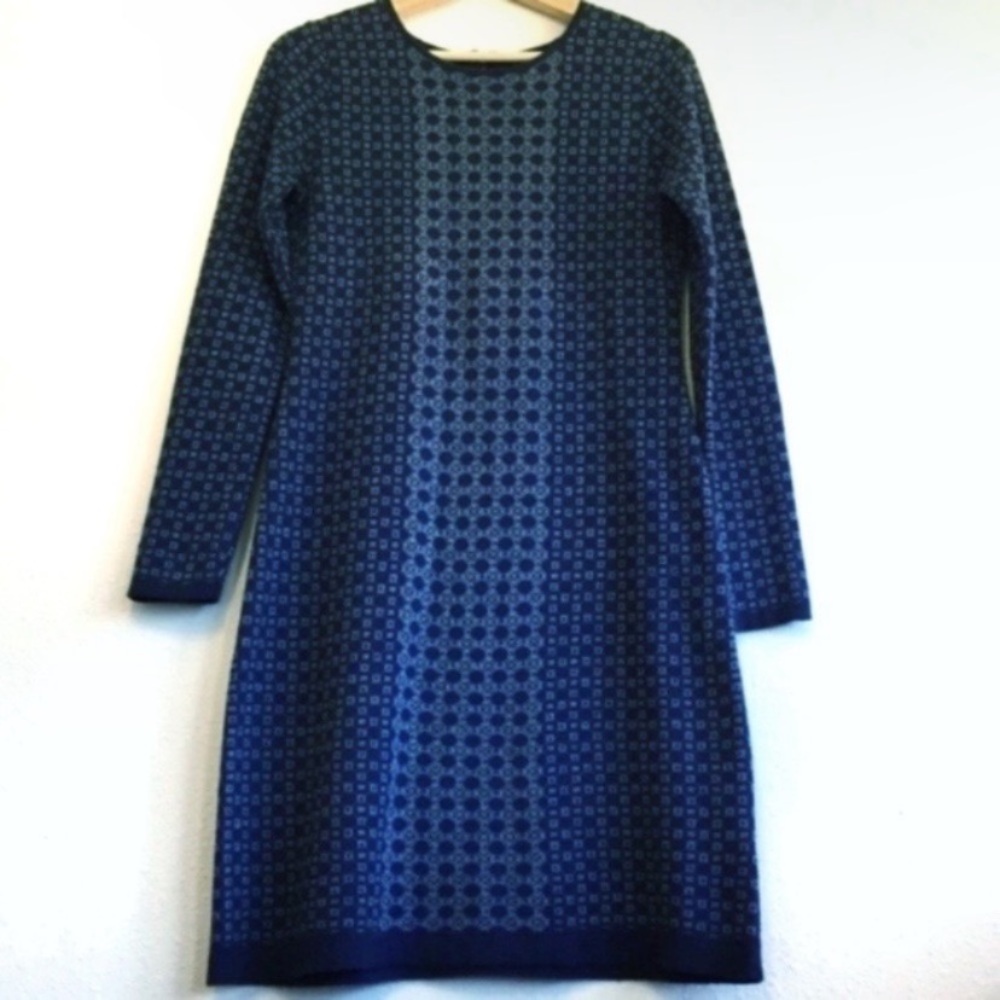 Cynthia Rowley Navy Geometric Long Sleeve Dress